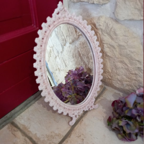 miroir rocaille en laiton à poser ou à accrocher miroir shabby chic romantique  relooké et patiné