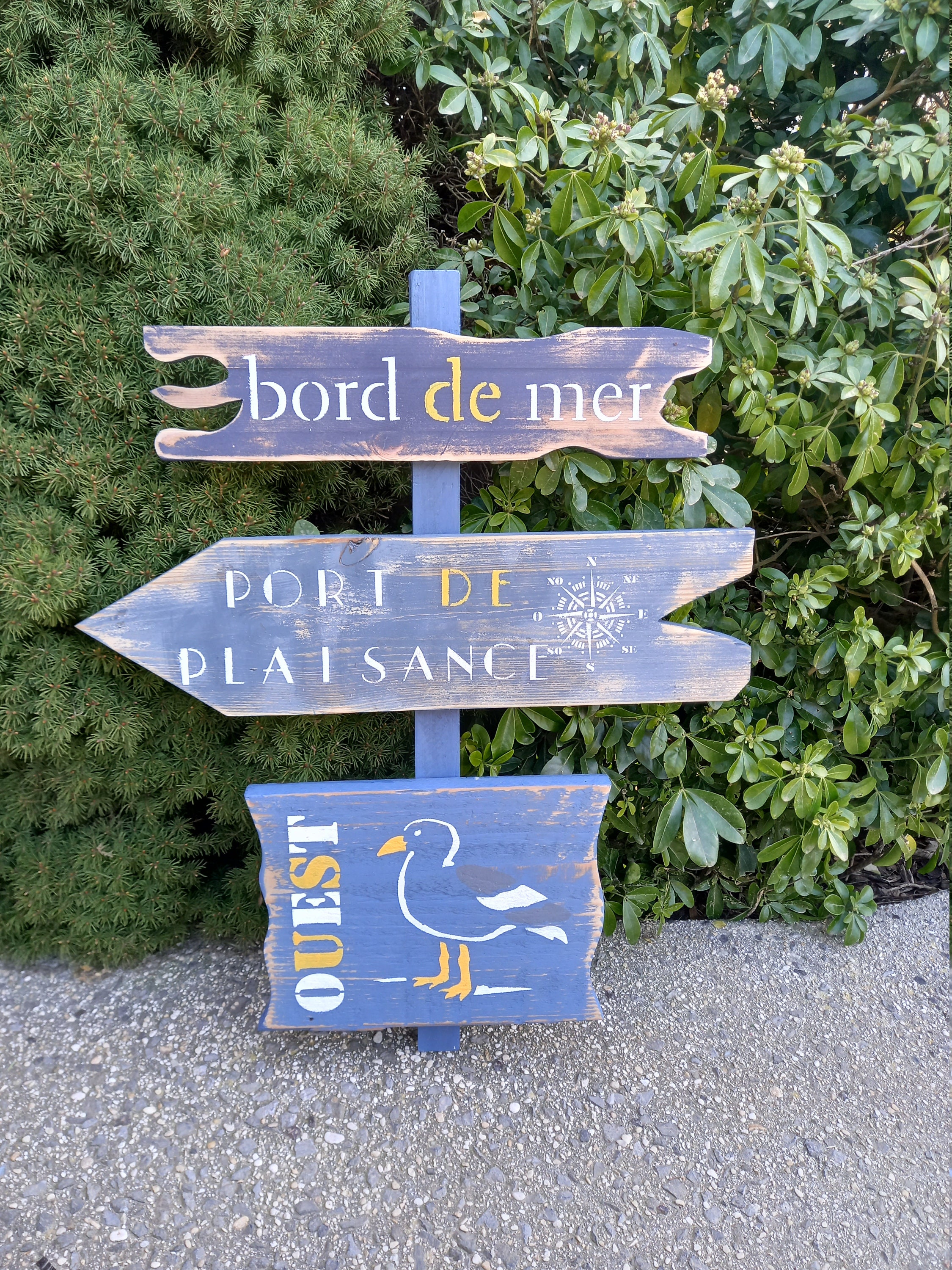 Totem Décoration, Flèches Directionnel, Panneau Création Originale, Patinée