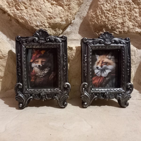 duo de petits cadres baroque décoration originale façon cabinet des curiosités patinés
