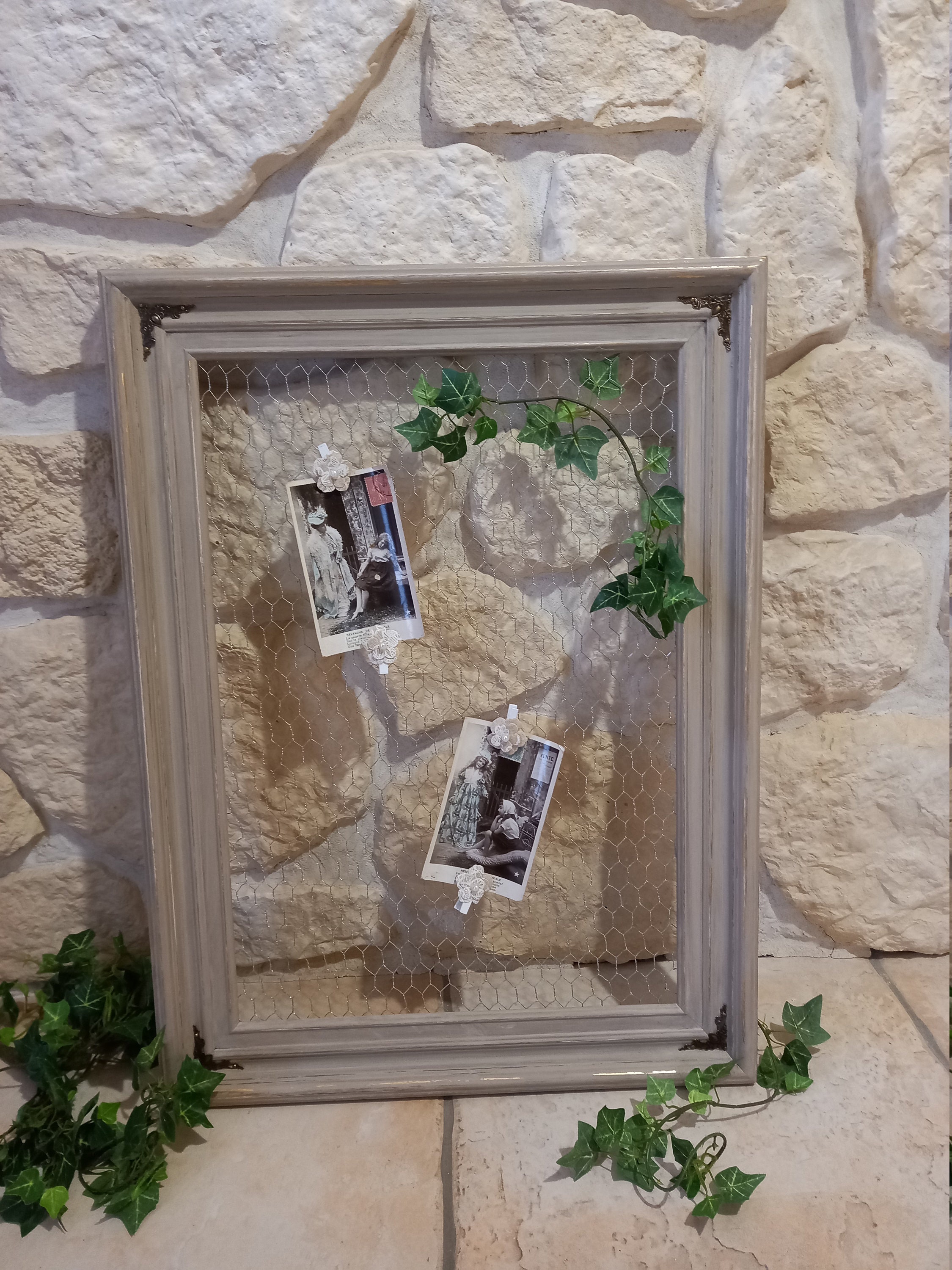 Grand Cadre Pèle Mêle, en Bois Massif, Patiné à L'ancienne