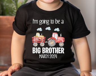 Big Brother farm tractor Tshirt, older Brother, Pregnancy Announcement shirt or older sibling gift, Big Brother to be tee