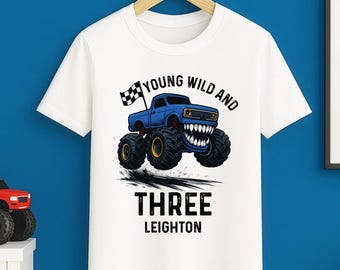 Monster Truck 3rd Birthday Shirt unisex – Young Wild and Three Personalised Tee