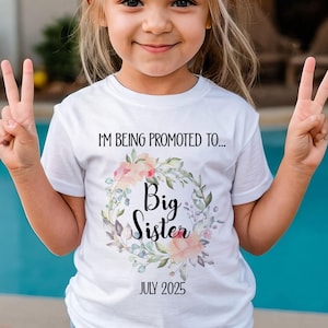Promoted to big sister tshirt floral design big sister tee I,m going to be a big sister top bodysuit