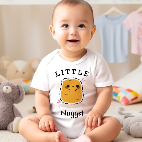 Little Nugget baby vest, Cute Little Nugget funny food pun bodysuit,new born gift