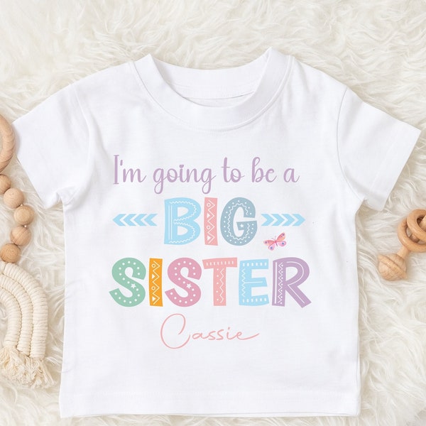 Big Sister Toddler Personalised Shirt, Sisters Kids  Clothing, Cute Baby Personalized T-Shirt ,Gift Siblings Kids Top, Older Sister Tee