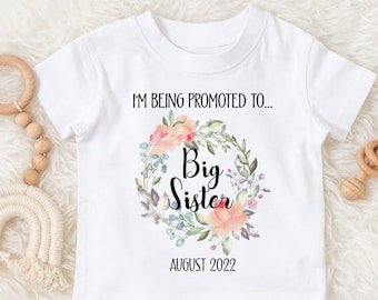 Promoted to big sister tshirt floral design big sister tee I,m going to be a big sister top bodysuit