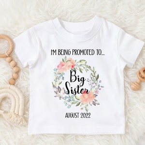 Promoted to big sister tshirt floral design big sister tee I,m going to be a big sister top bodysuit