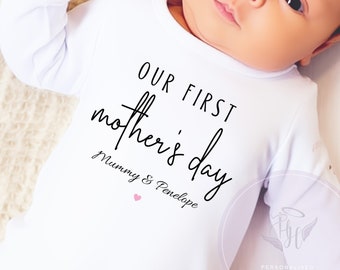 Personalised our 1st Mother's Day Baby grow, first mothers day sleepsuit,bodysuit or bib