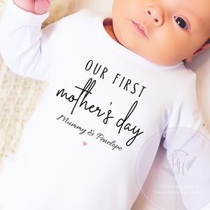Personalised our 1st Mother's Day Baby grow, first mothers day sleepsuit,bodysuit or bib