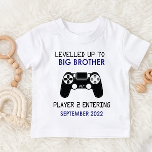 big brother gamer  T-Shirt,  pregnancy announcement leveled up tee. player 2 entering shirt/ gaming big brother tee.
