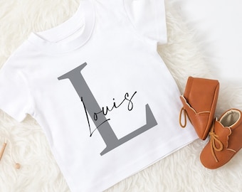 INITIAL personalisierte Tshirt - personalisierte t-Shirt- jeder Text Farbe- Kinder Geschenk-Geschenk für Kinder- personalisierte Name Tee-Bodysuit-Babygrow