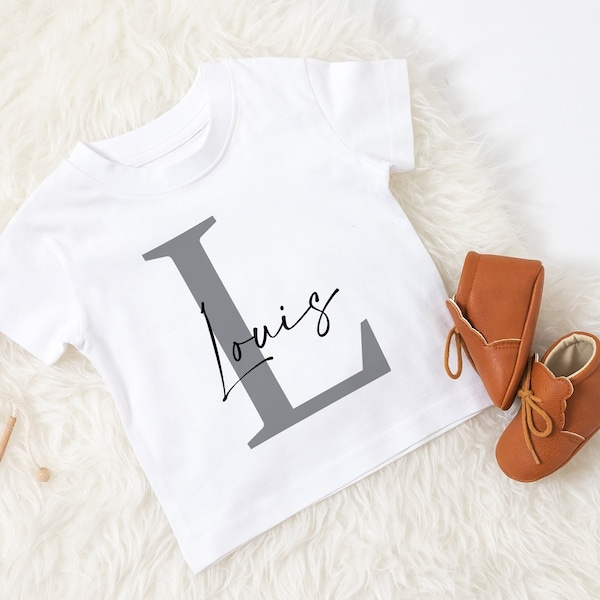 INITIAL personalised tshirt - personalized t shirt- any text colour- childrens gift-gift for kids- personalised name tee- bodysuit- babygrow
