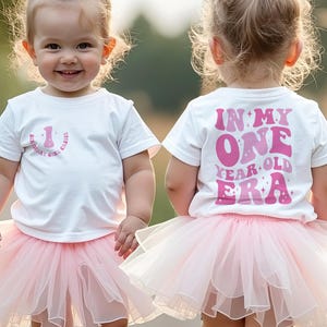 Personalised 1ST Birthday Shirt | "In My ONE Year Old Era" Toddler Tee | Custom Name and colour retro t shirt for girls first birthday