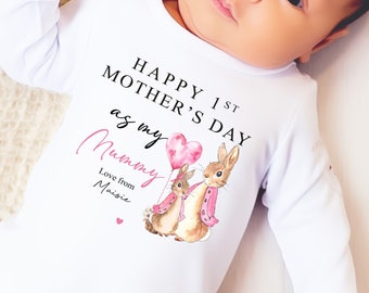 1st Mother's Day as My Mummy Babygrow , classic white personalised sleepsuit, bodysuit or bib for boys and girls