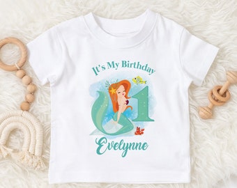 Mermaid birthday shirt, Under the sea  mermaid party,  little mermaid TEE, personalised, personalized birthday clothes, Girl's birthday