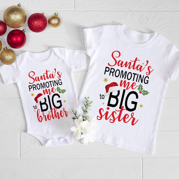 Santa promoted  me to big brother / big sister Kids  T-Shirt, Childrens Toddlers T Shirt Top.