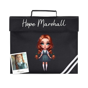 Reading Book Bag Girls  Personalised one of a kind Character Design  - Unique and Customisable caricature