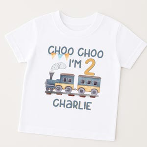 2nd birthday Tshirt - Choo choo I'm two- personalised Train Tshirt -second birthday little engine shirt
