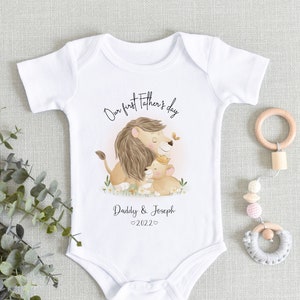 Personalised baby bodysuit vest grow 1st fathers day daddy lion present gift 