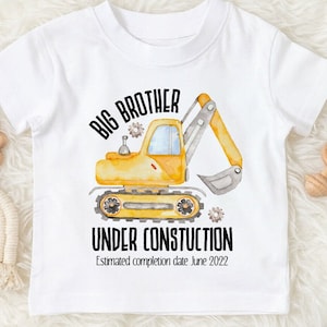 Big brother tshirt-big brother shirt big brother under construction-big brother digger bodyuit-pregnancy announcement image 1
