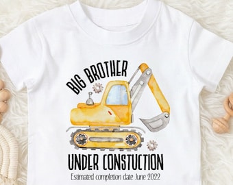 Big brother tshirt-big brother shirt- big brother en construction-big brother digger bodyuit-annonce de grossesse