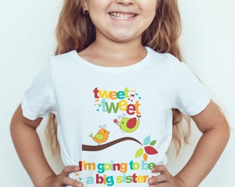 Big sister  cute tweet tweet bird Kids  T-Shirt, Childrens Toddlers T Shirt Top.