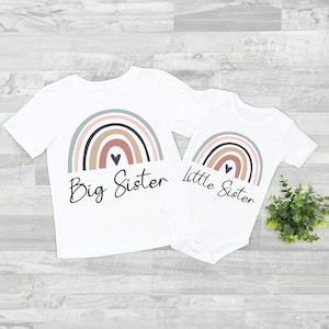 Große Schwester kleine Schwester Kindert-shirt Nettes Geschwister-T-Shirt Geschwister-Kinder-T-Stück Babybody ältere Schwester jüngere Schwesterhemden Regenbogen-T-Stück