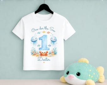 Camiseta de primer cumpleaños bajo el mar – Body de bebé océano personalizado – Camiseta de primer cumpleaños