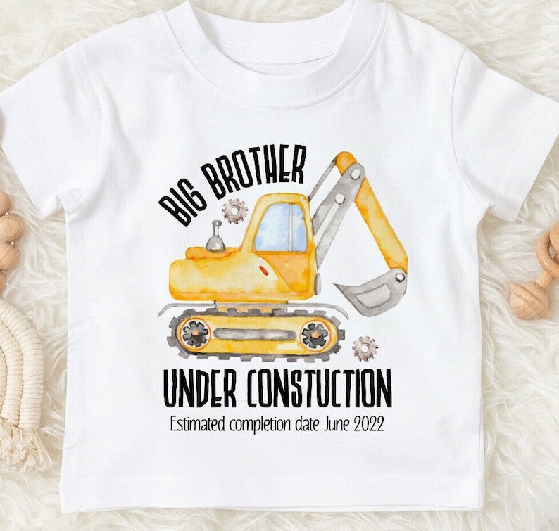 Big brother tshirt-big brother shirt big brother under construction-big brother digger bodyuit-pregnancy announcement image 1