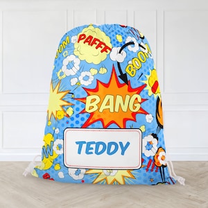 Sac en PE personnalisé pour enfants, sac de bain résistant à l'eau, sac de super-héros, sac d'école pour garçons, sac à cordon pour enfants, sac de retour à l'école, sac de sport