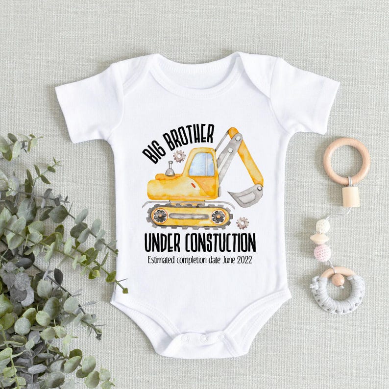 Big brother tshirt-big brother shirt- big brother under construction-big brother digger bodyuit-pregnancy announcement image 9
