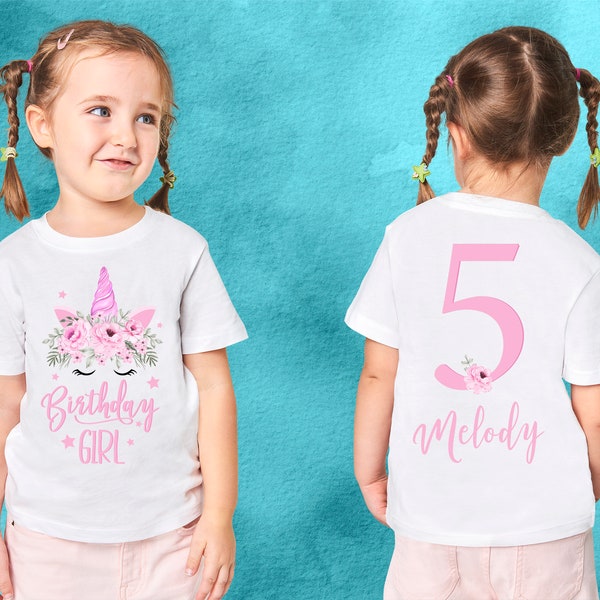 Personalised Unicorn Birthday T-Shirt For Girls – 'Awesome Since [Year]' 100% Cotton (The Clothing Shed)