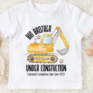 Big brother tshirt-big brother shirt- big brother under construction-big brother digger bodyuit-pregnancy announcement image 5