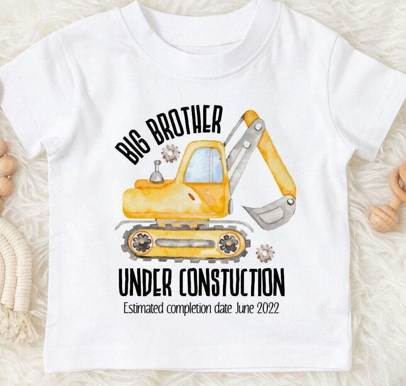 Big brother tshirt-big brother shirt- big brother under construction-big brother digger bodyuit-pregnancy announcement image 5