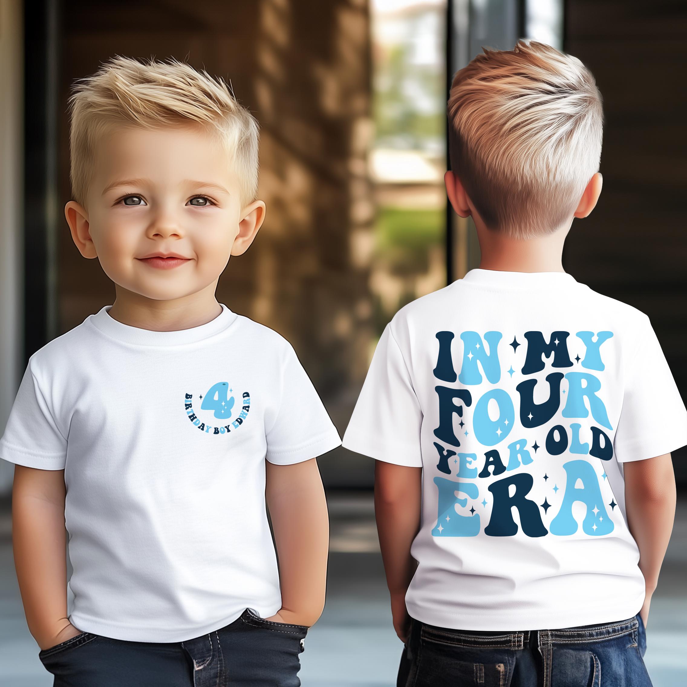 Shop4ever 4th Birthday T-Shirt For Boys - Cotton Toddler Birthday Outfit With Race Car Design