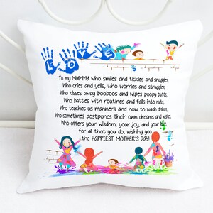 Mother&#39;s day cushion/ mothers day gift/ MUMMY OR MOMMY/ choice of skintone