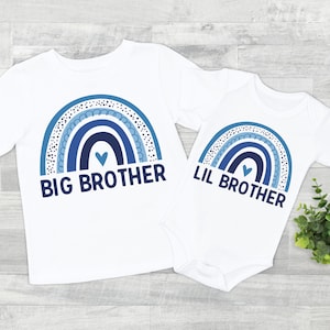 Koszulka dla starszego brata/młodszego brata, dzieci BABYGROW, śliczna tęczowa koszulka, rodzeństwo, body, pasujące do braci