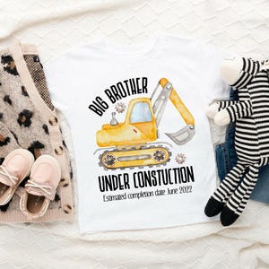 Big brother tshirt-big brother shirt- big brother under construction-big brother digger bodyuit-pregnancy announcement image 7