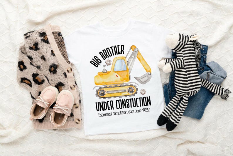 Big brother tshirt-big brother shirt- big brother under construction-big brother digger bodyuit-pregnancy announcement image 7