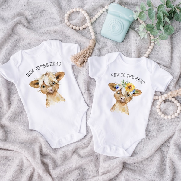 Neu in der Herde Baby Farm Body Highland Kuh Babygrow Babyweste Niedliches Baby Shower Geschenk Country Baby