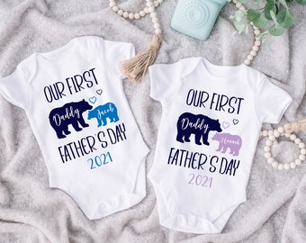 First Father's day Boysuit/our 1st Father's day T-shirt  daddy and me  Fathers day cute bear design for boys or girls