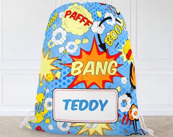 Bolsa infantil de PE personalizada, bolsa de natación resistente al agua, bolsa de superhéroe, mochila escolar para niños, bolsa infantil con cordón, bolsa para la vuelta al cole, bolsa deportiva
