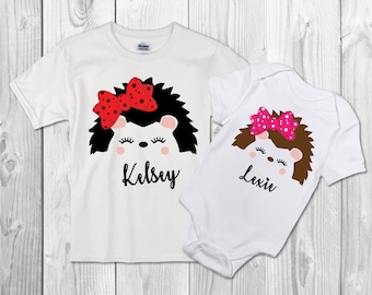 Cute Hedgehog Face personalised   T-Shirt, Childrens Toddlers T Shirt Top.