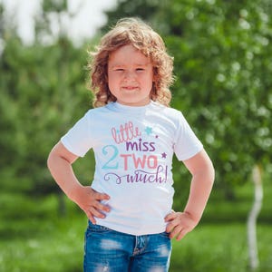 Little miss two much second birthday Tshirt, girls 2nd birthday shirt