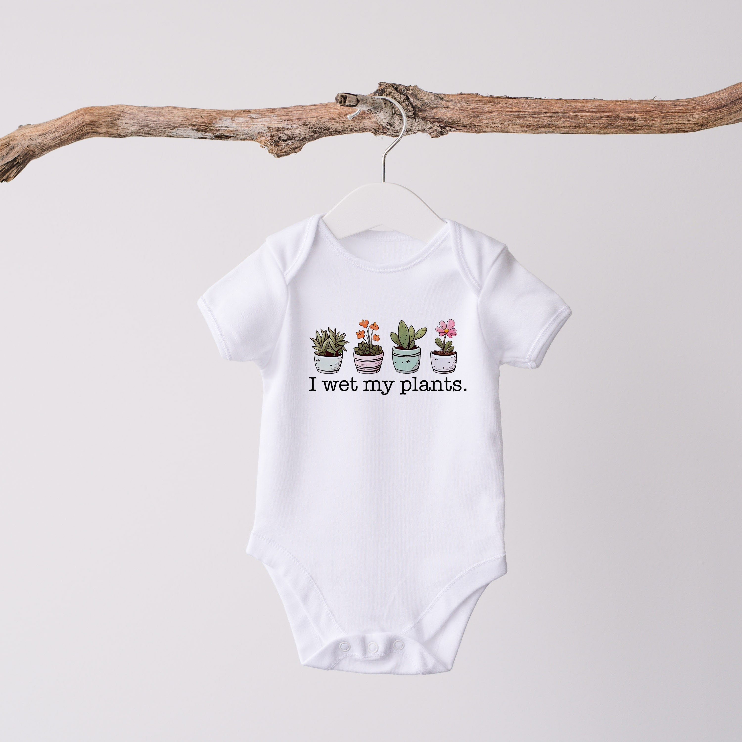 thumbnail image 2 of I Wet My Plants Retro Baby Romper, Funny Plant Toddler 2 of 13