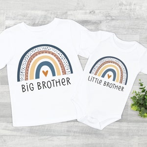 Camiseta de hermano mayor/hermano pequeño para niños, bonita camiseta de arcoíris, camiseta para niños, body a juego para hermanos