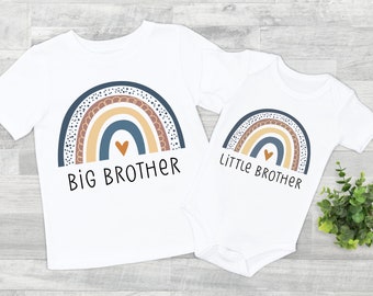 Big brother/little brother T Shirt  Kids BABYGROW Cute rainbow T-Shirt  Siblings Kids Tee bodysuit  matching brothers