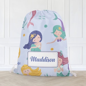 Personalisierte PE Kindertasche wasserdicht Schwimmtasche Meerjungfrau Tasche Mädchen Schultasche Kinder Kordeltasche zurück zu Schultasche Sporttasche