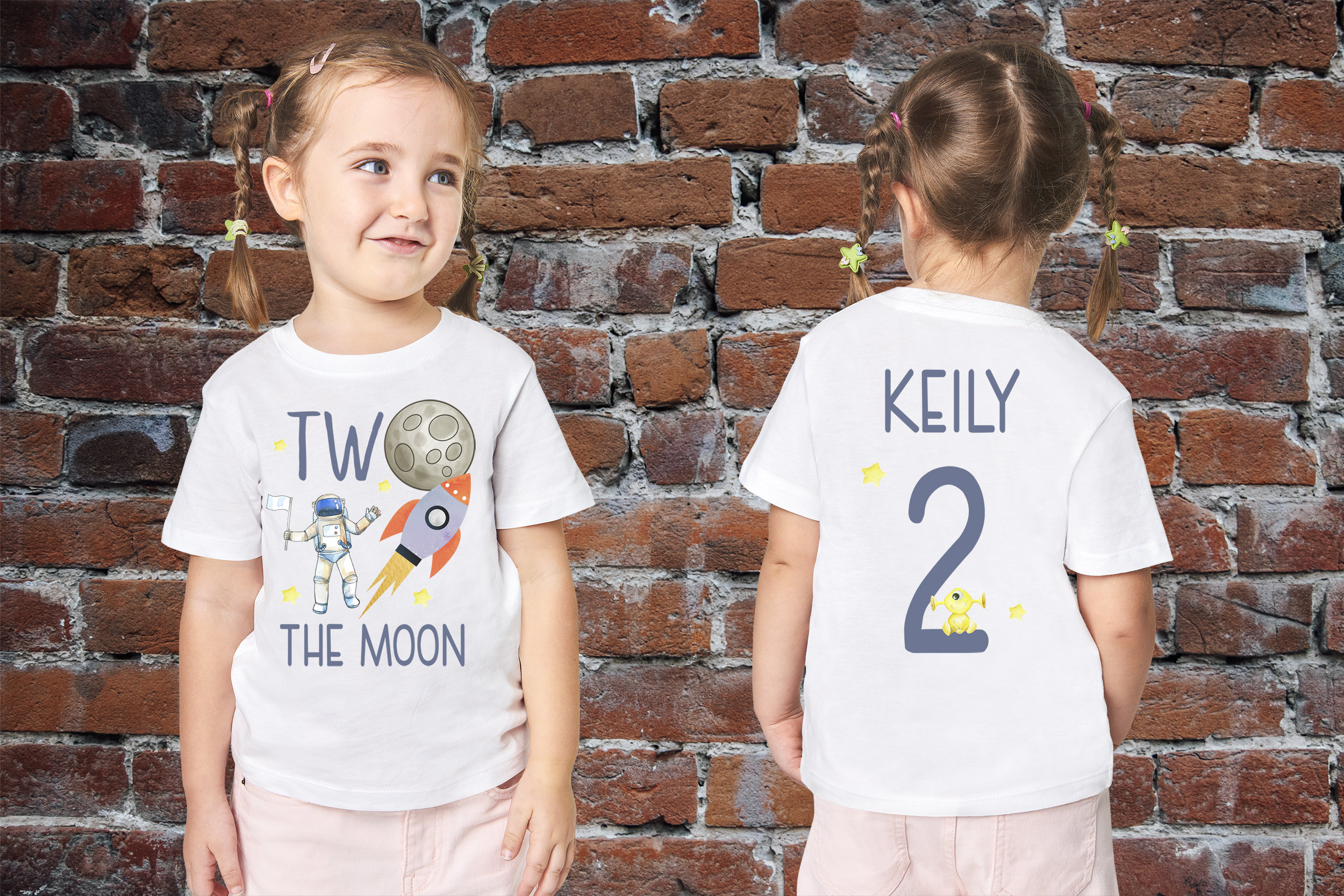 2nd Birthday Shirt two the  Moon Kids Toddler, Second Bday TWO Year Old, 2 Years Old Birthday, space birthday shirt