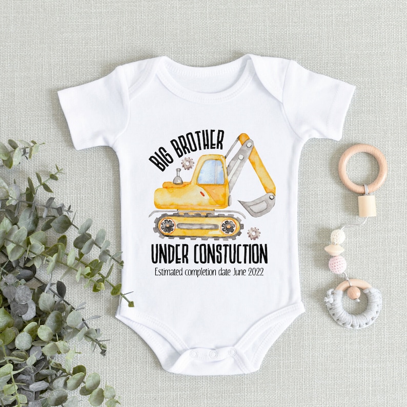 Big brother tshirt-big brother shirt big brother under construction-big brother digger bodyuit-pregnancy announcement image 8